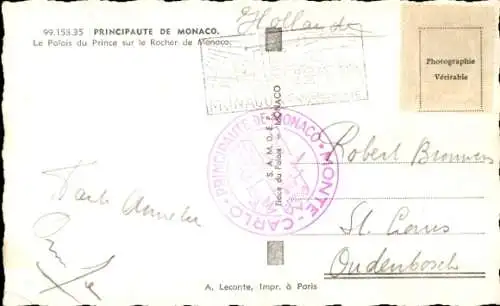 Ak Monaco, Fürstenpalast, Felsen