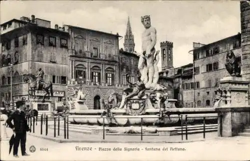 Ak Firenze Florenz Toscana, Piazza della Signoria, Fontana del Nettuna