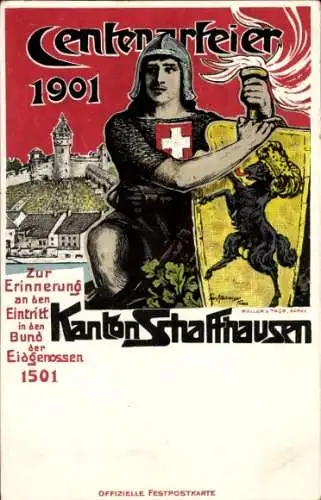 Ak Centenarfeier Kanton Schaffhausen 1901, Eintritt in den Bund der Eisgenossen 1501
