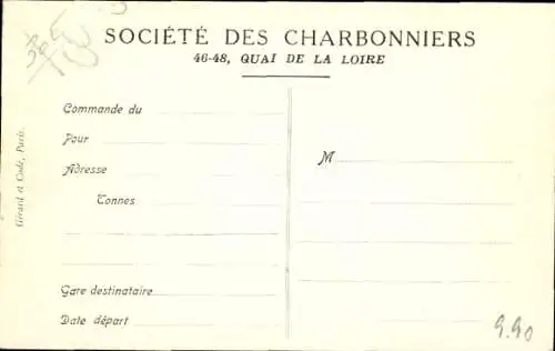 Ak Paris XV Vaugirard, Société des Charbonniers, Baustelle 43 und 45, Quai de Grenelle