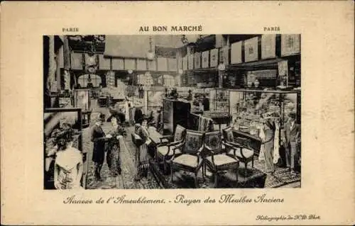 Passepartout Ak Paris VIIe, Au bon Marché, Möblierungsanbau, Royan des Meubles Anciens