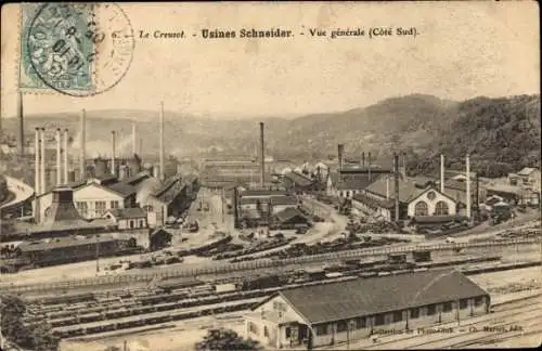 Ak Le Creusot Saône et Loire, Schneider-Fabriken, Gesamtansicht