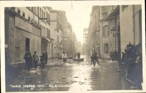 Ak Paris XII Reuilly, Rue de Charenton, Die Überschwemmung der Seine, Januar 1910