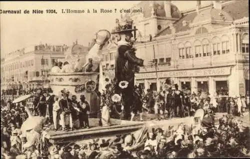 Ak Nice Nice Alpes Maritimes, Karneval 1924, Der Mann mit der Rose