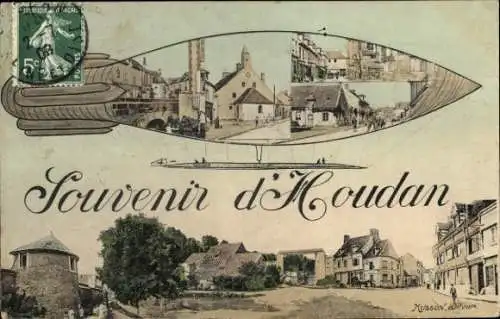 Ak Houdan Yvelines, Stadtansichten, Zeppelin