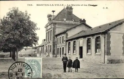 Ak Mantes la Ville Yvelines, Rathaus, Schulen