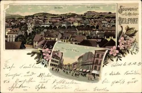 Litho Belfort Beffert Beffort Territoire de Belfort, Gesamtansicht, Faubourg de France