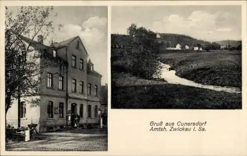 Ak Cunersdorf Kirchberg in Sachsen, Ortsansicht, Gasthaus