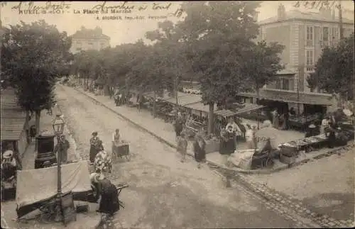 Ak Rueil Malmaison Hauts de Seine, La Place du Marche