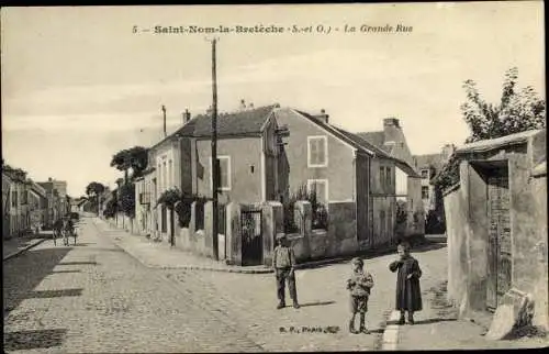 Ak Saint Nom la Bretèche Yvelines, La Grande Rue, Kinder