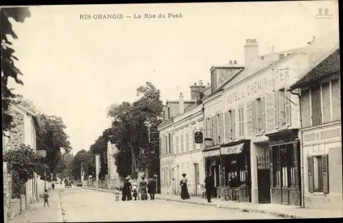 Ak Ris Orangis Essonne, Rue du Pont, Hotel du Chemin de Fer