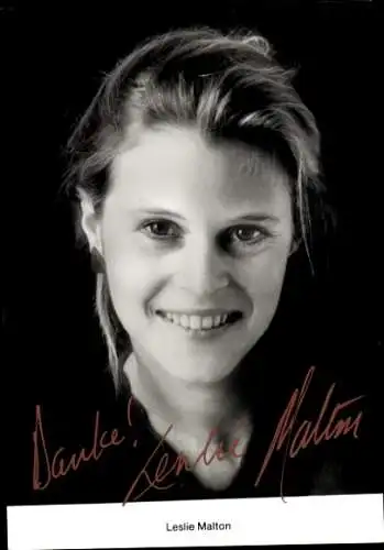 Ak Schauspielerin Leslie Malton, Portrait, Autogramm