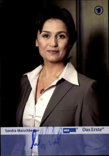 Ak Moderatorin Sandra Maischberger, Portrait, Autogramm