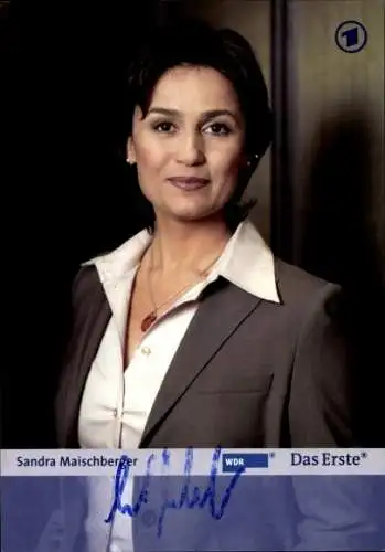 Ak Moderatorin Sandra Maischberger, Portrait, Autogramm