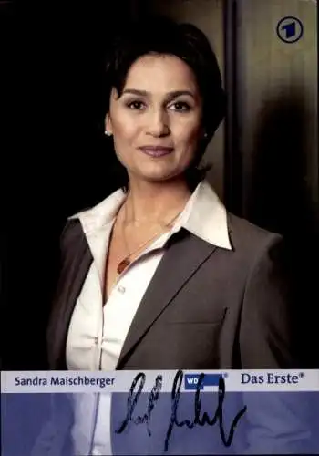 Ak Moderatorin Sandra Maischberger, Portrait, Autogramm