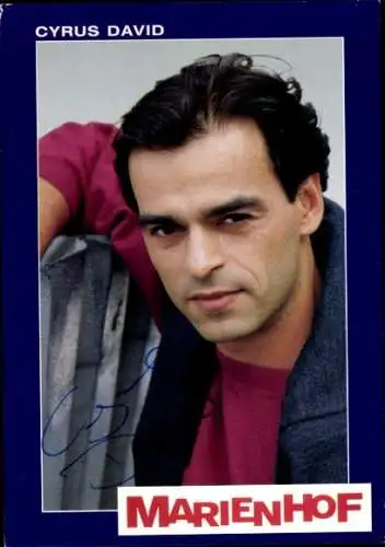 Ak Schauspieler Cyrus David, Portrait, Serie Marienhof, Autogramm