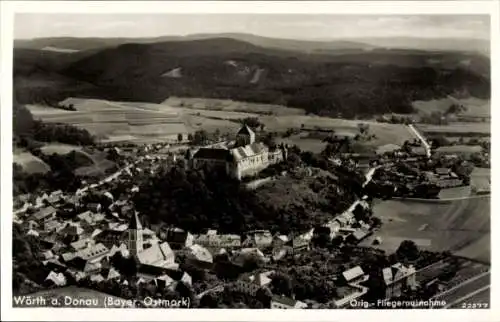 Ak Wörth an der Donau Oberpfalz Bayern, Fliegeraufnahme