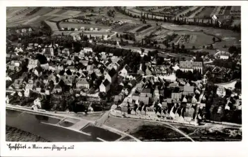 Ak Haßfurt Unterfranken Bayern, Fliegeraufnahme, Stadtpanorama