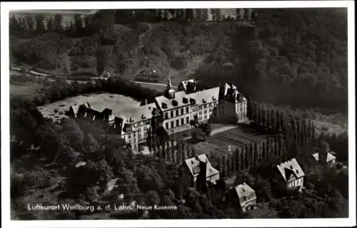 Ak Weilburg an der Lahn Hessen, Fliegeraufnahme, Neue Kaserne