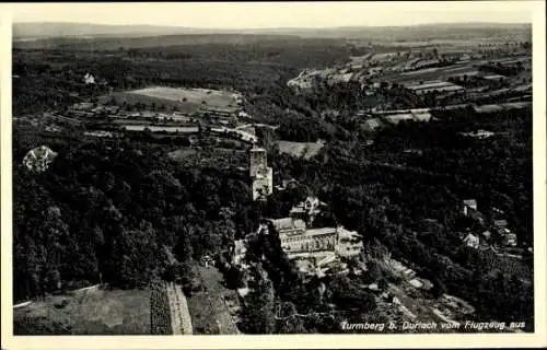 Ak Durlach Karlsruhe in Baden, Fliegeraufnahme, Turmberg, Restauration Friedrichshöhe