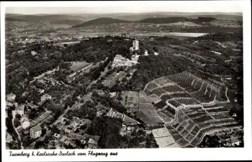 Ak Durlach Karlsruhe in Baden, Fliegeraufnahme, Turmberg