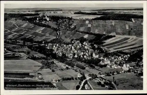 Ak Stockheim Brackenheim an der Zaber Kreis Heilbronn, Fliegeraufnahme, Stocksberg, Panorama