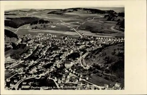 Ak Onstmettingen Albstadt in Württemberg, Fliegeraufnahme, Burg Hohenzollern