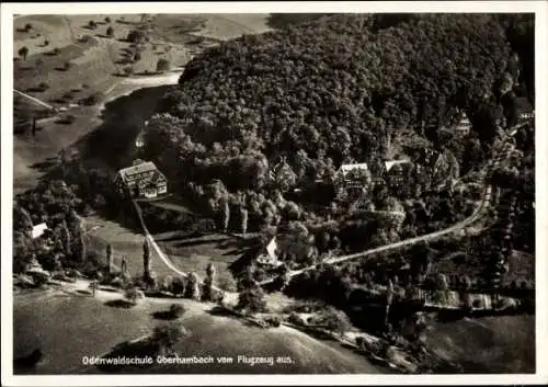 Ak Ober Hambach Heppenheim an der Bergstraße Hessen, Odenwaldschule, Fliegeraufnahme