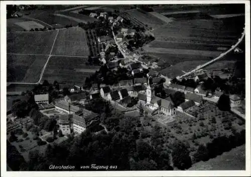 Ak Oberstadion in Württemberg, Fliegeraufnahme von Ort und Umgebung