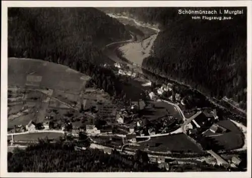 Ak Schönmünzach im Murgtal Baiersbronn im Schwarzwald, Fliegeraufnahme