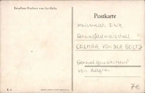 Ak Exzellenz Freiherr von der Goltz zu Pferde