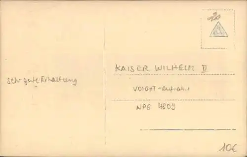 Ak Kaiser Wilhelm II., Portrait, NPG 4809