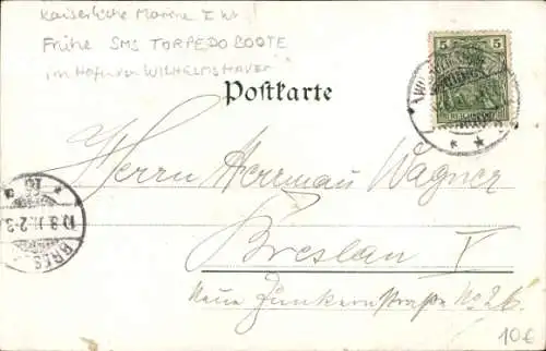 Ak Wilhelmshaven in Niedersachsen, Torpedoboote im Kriegshafen