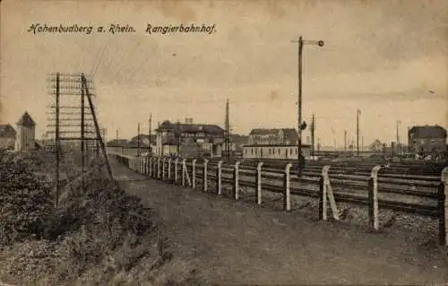 Ak Hohenbudberg Krefeld am Niederrhein, Rangierbahnhof, Gleisseite