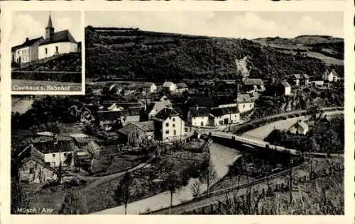 Ak Müsch an der Ahr, Gasthaus zum Bahnhof, Totalansicht