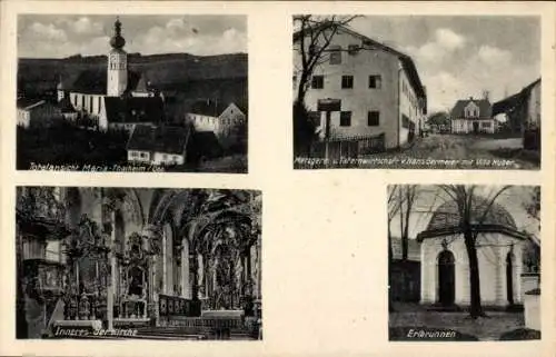 Ak Maria Thalheim Fraunberg Oberbayern, Metzgerei, Erlbrunnen, Kirche, Villa Huber