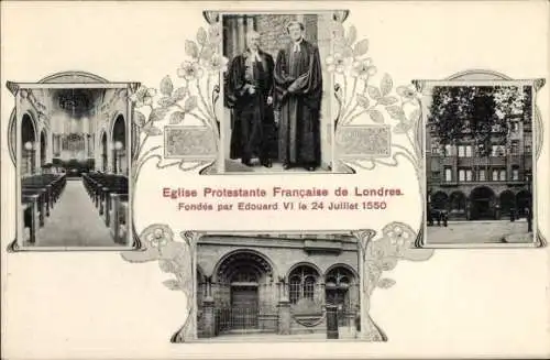 Ak London City, Eglise Protestante Francaise