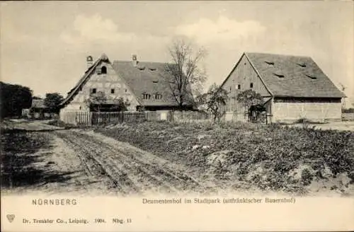 Ak Nürnberg in Mittelfranken Bayern, Deumentenhof im Stadtpark, Bauernhof