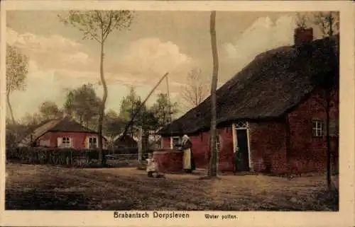 Ak Nordbrabant Niederlande, Brabantsch Dorpsleven, Niederländische Volkstracht, Wasserbrunnen