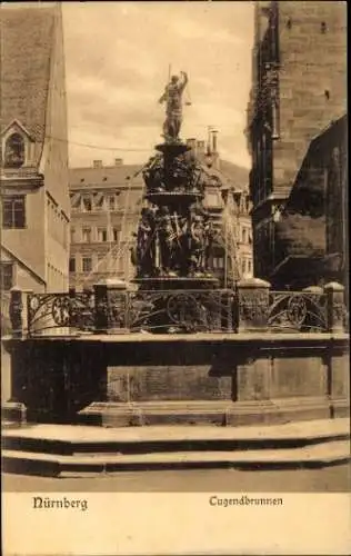 Ak Nürnberg in Mittelfranken, Tugendbrunnen