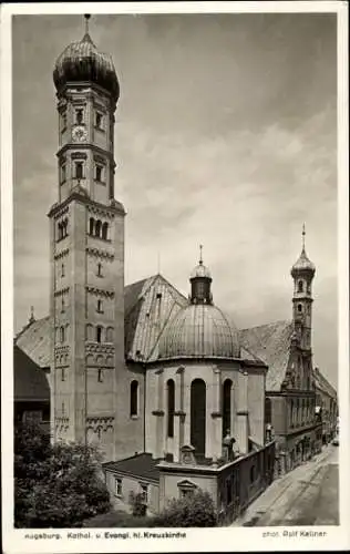 Ak Augsburg in Schwaben, katholische und evangelische hl. Kreuzkirche