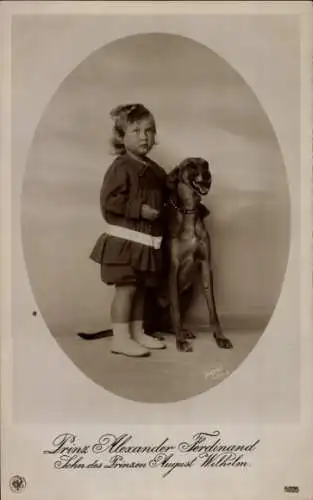 Ak Prinz Alexander Ferdinand von Preußen, Portrait mit Hund