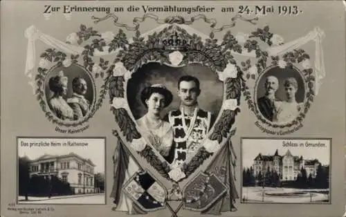 Ak Herzog Ernst August, Victoria Luise, Kaiserpaar, Herzogspaar, Vermählung am 24. Mai 1913, Gmunden