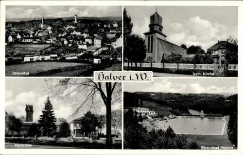 Ak Halver in Westfalen, Ortsmitte, Kirche, Strandbad Herpine, Karlshöhe