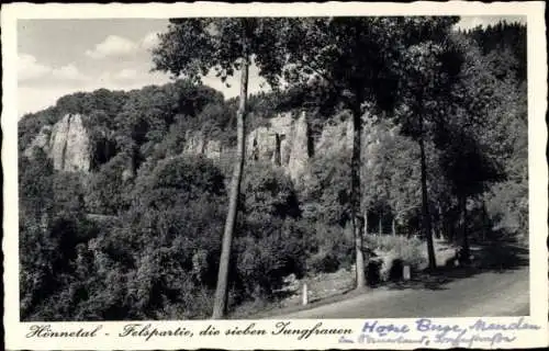Ak Hönnetal Hemer im Sauerland, Felsen, Sieben Jungfrauen