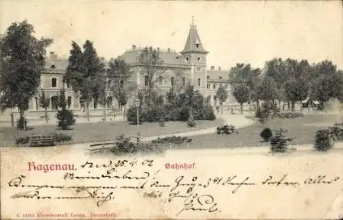 Ak Haguenau Hagenau im Elsass Bas Rhin, Bahnhof