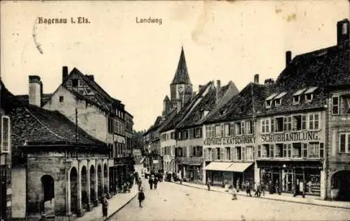 Ak Haguenau Hagenau im Elsass Bas Rhin, Landweg, Kaufhaus O. Katschinsky