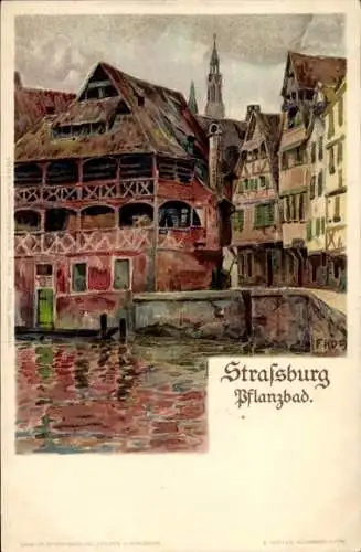 Künstler Litho Hoch, F., Strasbourg Straßburg Elsass Bas Rhin, Pflanzbad