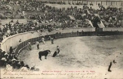 Ak Béziers Hérault, Arena, Stierkampf, La Mise a Mort