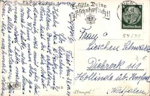 Ak Trier an der Mosel, Teilansicht, Brücke, Porträt Frau, Weinglas